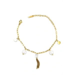 İnci Bileklik - Altın