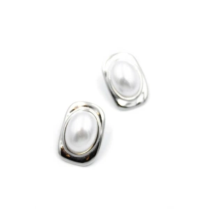 İnci Oval Küpe - Gümüş
