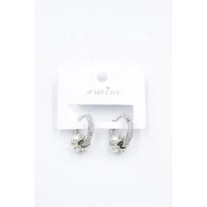 İncili Taşlı Halka Küpe - Gümüş