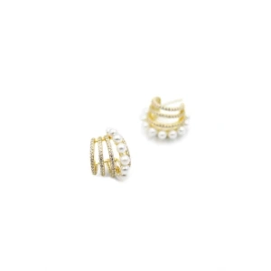 İncili Taşlı Küpe - Altın