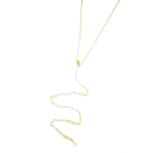 İncili Y Kolye - Altın