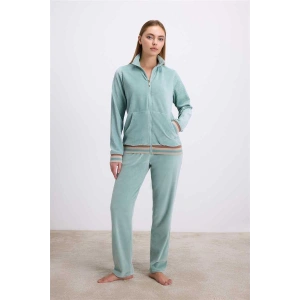 Kadife Dokulu Uzun Kollu Sweatshirt ve Pantolon Takımı