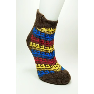 Kalın Kışlık Kadın Soket Çorap Yünlü Havlu Ev Giyim Patik  Desen 1 Kahve