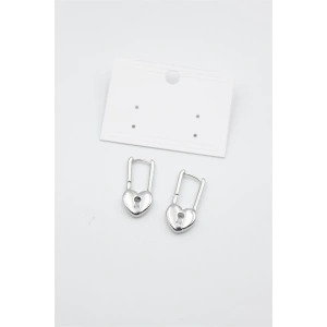 Kalp Kilit Küpe - Gümüş