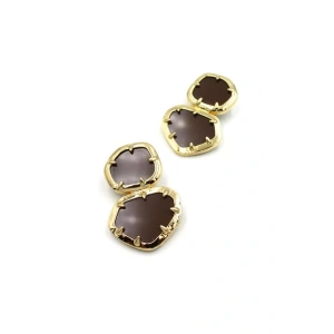 Kalp Küpe - Kahverengi