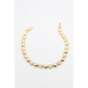 Kalp Taşlı Vip Bileklik - Altın