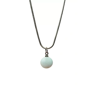 Kalsedon Doğal Taşı Zincirli El Yapımı Kolye Uç: 1,5 cm Zincir: 20 cm Kutulu