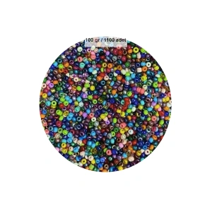 Karışık Renk 4 mm Yaklaşık 1100 adet / 100 gram Cam Boncuk Oya Yazma Bileklik ve Kolye