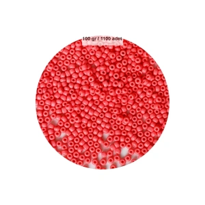 Karpuz Pembesi Renk 4 mm Yaklaşık 1100 adet / 100 gram Cam Boncuk Oya Yazma Bileklik ve Kolye