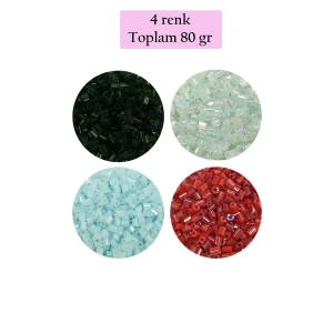 Kesme Cam Boncuk 2mm - 4 Renk - Toplam 80 Gram - BNC439