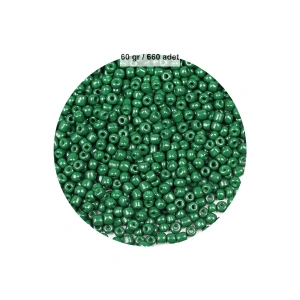 Koyu Yeşil Renk 4 mm Yaklaşık 660 adet / 60 gram Cam Boncuk Oya Yazma Bileklik ve Kolye