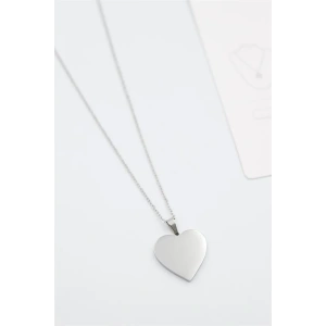 Küçük Kalp Plaka Kolye - Gümüş