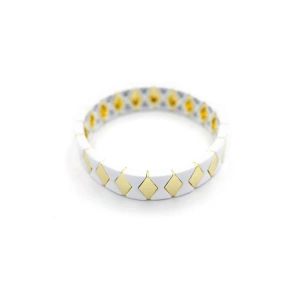 Lastikli Porselen Bilezik - Beyaz