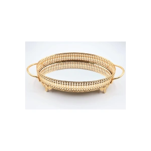 Metal Aynalı Oval Tepsi (28*20)