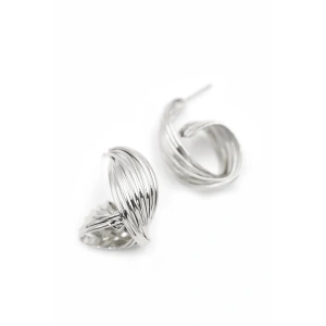 Metal Kıvrımlı Küpe - Gümüş