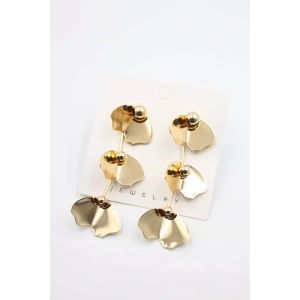 Metal Yaprak Küpe - Altın