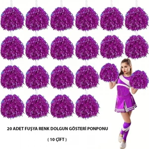 Mey İthalat® 10 Çift ( 20 Adet ) Mor Renk 23 Nisan 19 Mayıs 29 Ekim Okul Gösteri Ponponları