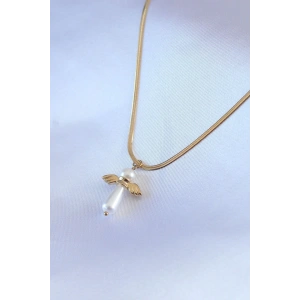 Mey İthalat® 316L Çelik Gold Renk İtalyan Zincir Model Piyon Figür Kadın Kolye