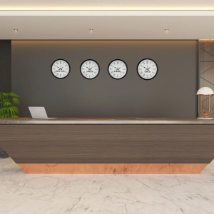 Mey İthalat® 36 cm 4’lü Dünya Saatleri Siyah Roma Rakamlı