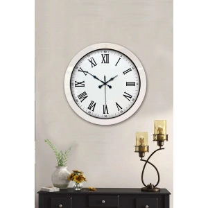 Mey İthalat® 36 cm Beyaz Metal Roma Rakamlı Duvar Saati