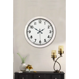 Mey İthalat® 36 cm Beyaz Metal Standart Duvar Saati