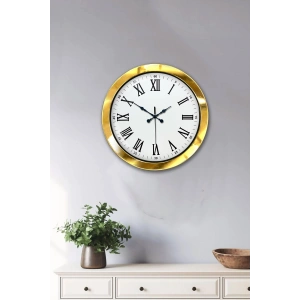 Mey İthalat® 36 cm Gold Metal Roma Rakamlı Duvar Saati