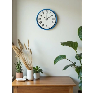 Mey İthalat® 36 Cm Mavi Roma Rakamlı Duvar Saati