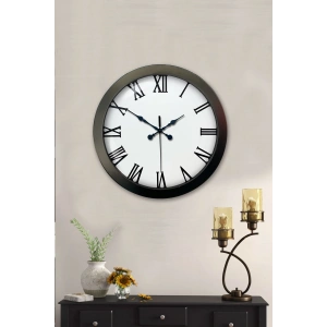 Mey İthalat® 36 cm Siyah Metal Roma Rakamlı Duvar Saati