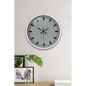 Mey İthalat® 40 Cm Metal  Beyaz Modern Duvar Saati
