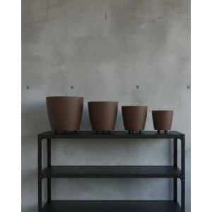 Mey İthalat® 4’lü 3D Modern Kahverengi Vazo Seti Ayaklı Dekoratif Saksı Takımı