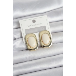 Mey İthalat® Beyaz Renk Kare Model Vintage Kadın Küpe