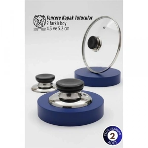 Mey İthalat® Bianca Serisi 2’li Paslanmaz Çelik Lüks Tencere Kapağı Tutucu Seti - 4.3 - 5.2 cm Universal