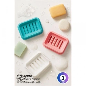Mey İthalat®  Claire Serisi 3’lü Lüks Renkli Sabunluk Seti - Modern Islak Alan Düzenleyici