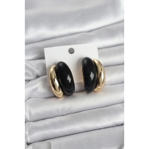 Mey İthalat® Damla Model Siyah Vintage Gold Renk Kadın Küpe