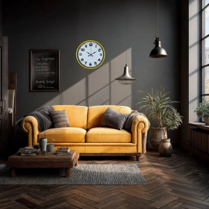 Mey İthalat® Dekoratif 36 Cm Sarı Duvar Saati