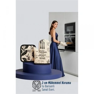 Mey İthalat® Delfin Katsaros Serisi Lüks Isı Korumalı Fırın Eldiveni ve Mutfak Tutma Bezi Seti