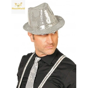Mey İthalat® Disko Star Gümüş Payetli Fötr Şapka Yetişkin Boy