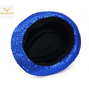 Mey İthalat® Disko Star Mavi Payetli Fötr Şapka Yetişkin Boy