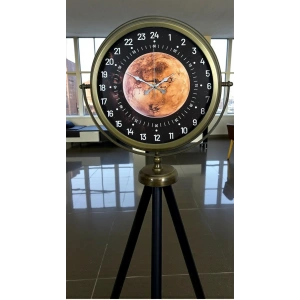 Mey İthalat® Eskitme 24 Saat Göstergeli Özel Tasarım Tripod Ayaklı Saat