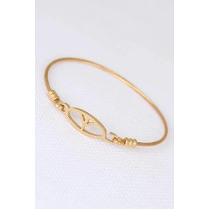 Mey İthalat® Gold Metal Çelik Figürlü Erkek Kelepçe Bileklik