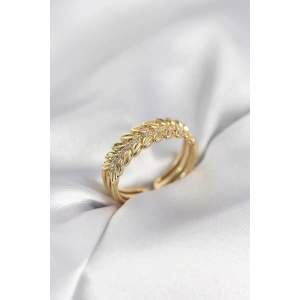 Mey İthalat® Gold Renk Başak Model Zirkon Taşlı Kadın Yüzük