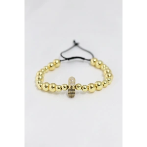 Mey İthalat® Gold Renk Çelik Zirkon Objeli Asansörlü Bileklik