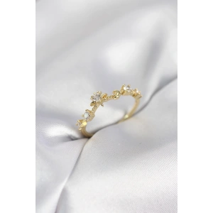 Mey İthalat® Gold Renk Gece Temalı Zirkon Taşlı Kadın Yüzük