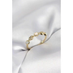 Mey İthalat® Gold Renk Minimal Kalp Model Zirkon Taşlı Pirinç Kadın Yüzük