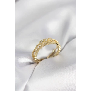 Mey İthalat® Gold Renk Minimal Yıldızlı Model Kadın Yüzük