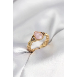 Mey İthalat® Gold Renk Pembe Damla Model Kadın Yüzük