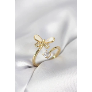 Mey İthalat® Gold Renk Yusufçuk Model Zirkon Taşlı Kadın Yüzük