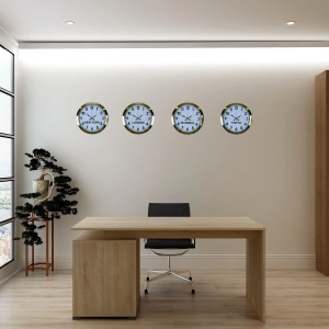 Mey İthalat® Gold Seri 4’lü Metal 36 cm Dünya Saatleri