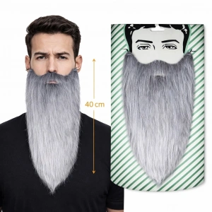 Mey İthalat® Gri Renk Lastikli Uzun Takma Sakal 40 cm