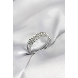 Mey İthalat® Gümüş Renk Başak Model Zirkon Taşlı Kadın Yüzük